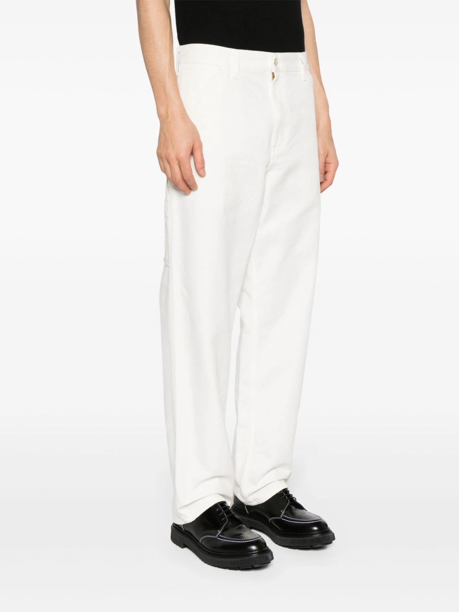 Pantaloni drepti Carhartt albi din bumbac organic - Img 3