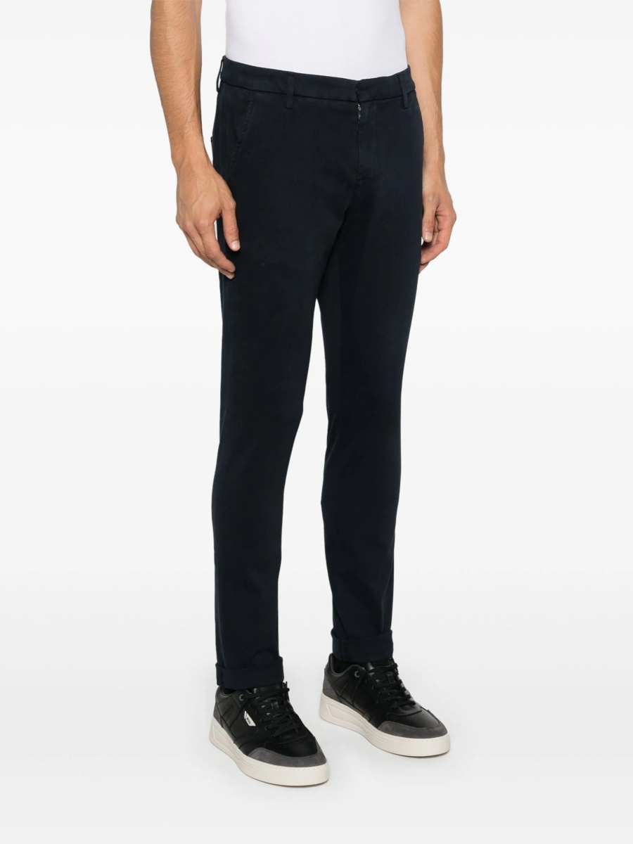 Pantaloni drepti Dondup albastri din polyester si bumbac - Img 3