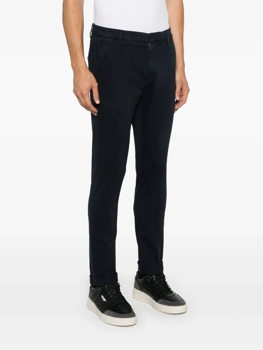 Pantaloni drepti Dondup albastri din polyester si bumbac - Img 3