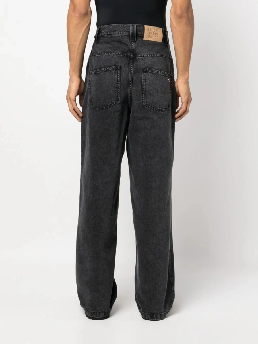 Pantaloni drepti ÉTUDES negri din bumbac organic - Img 4
