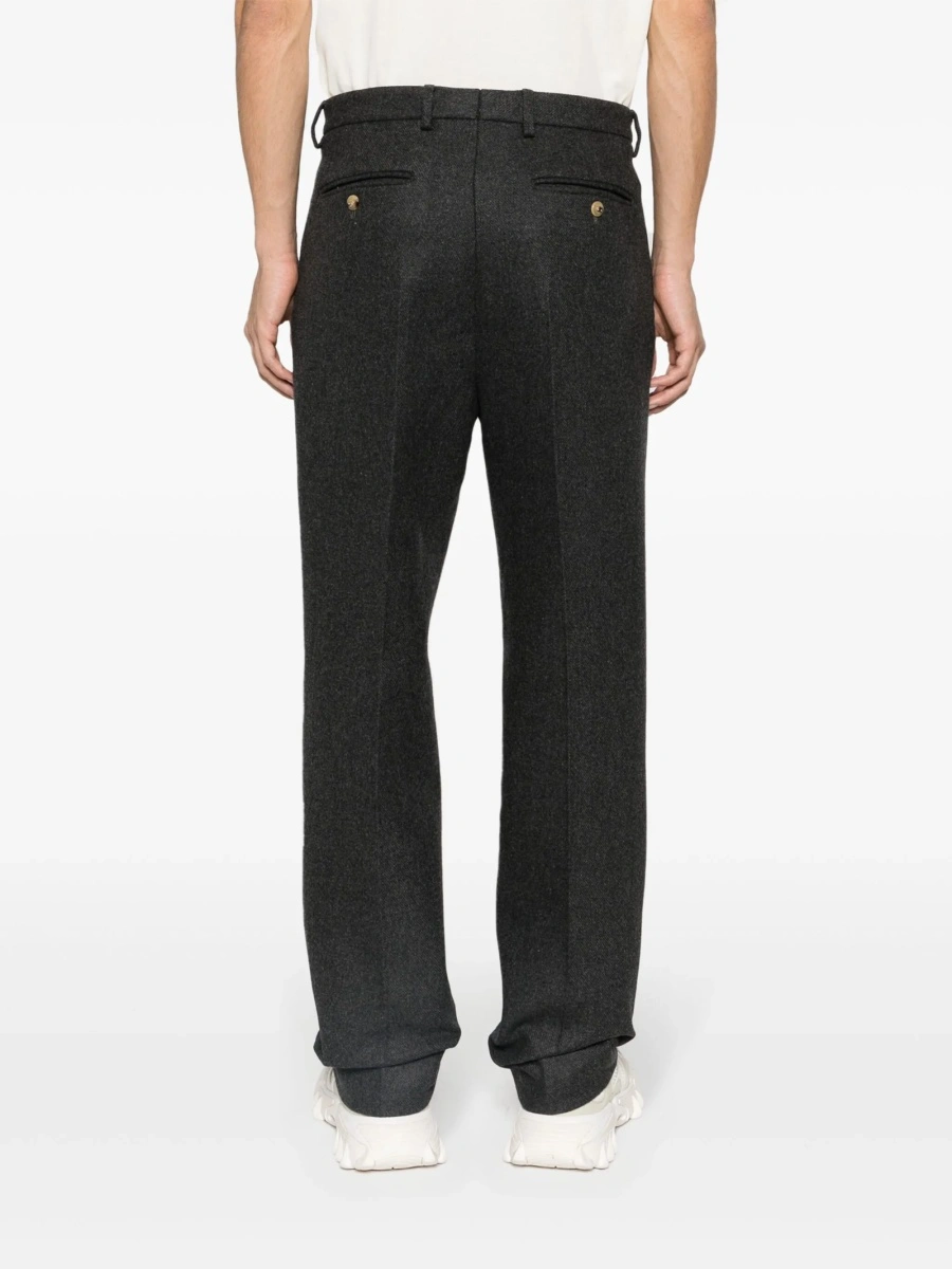 Pantaloni drepti Gucci gri din lana si casmir - Img 4