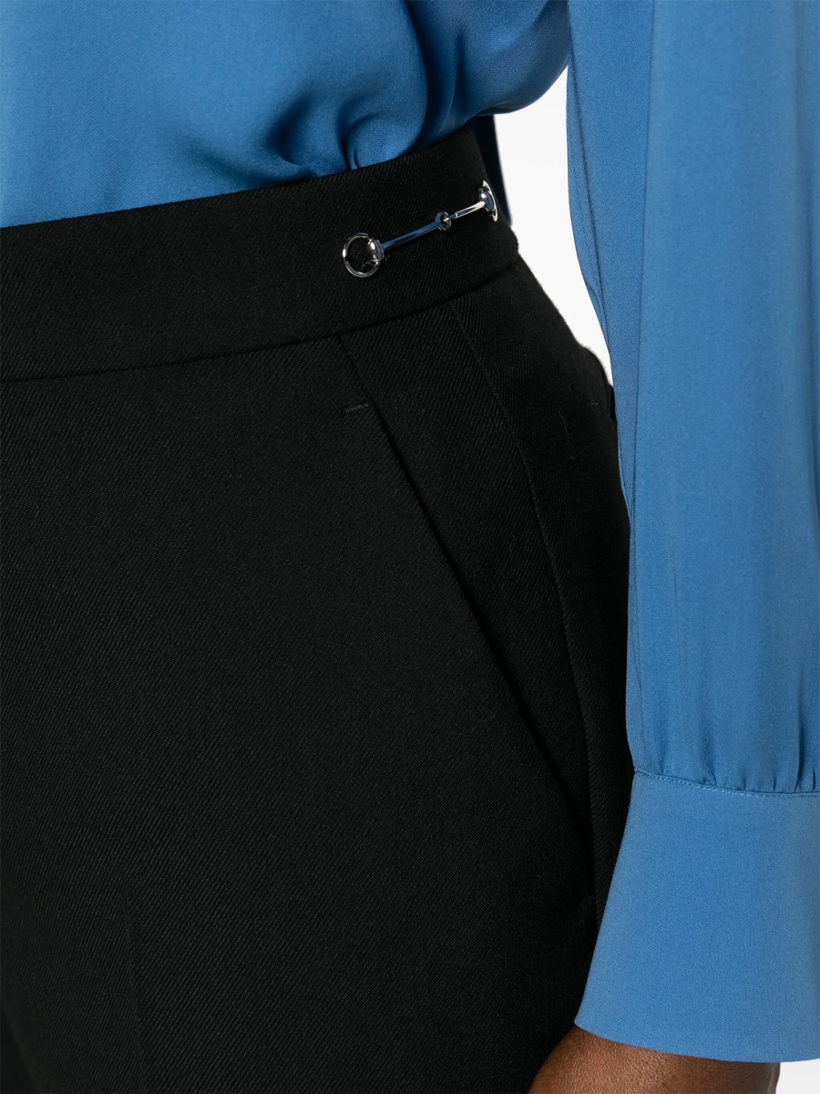 Pantaloni drepti Gucci Horsebit negri din lana - Img 5