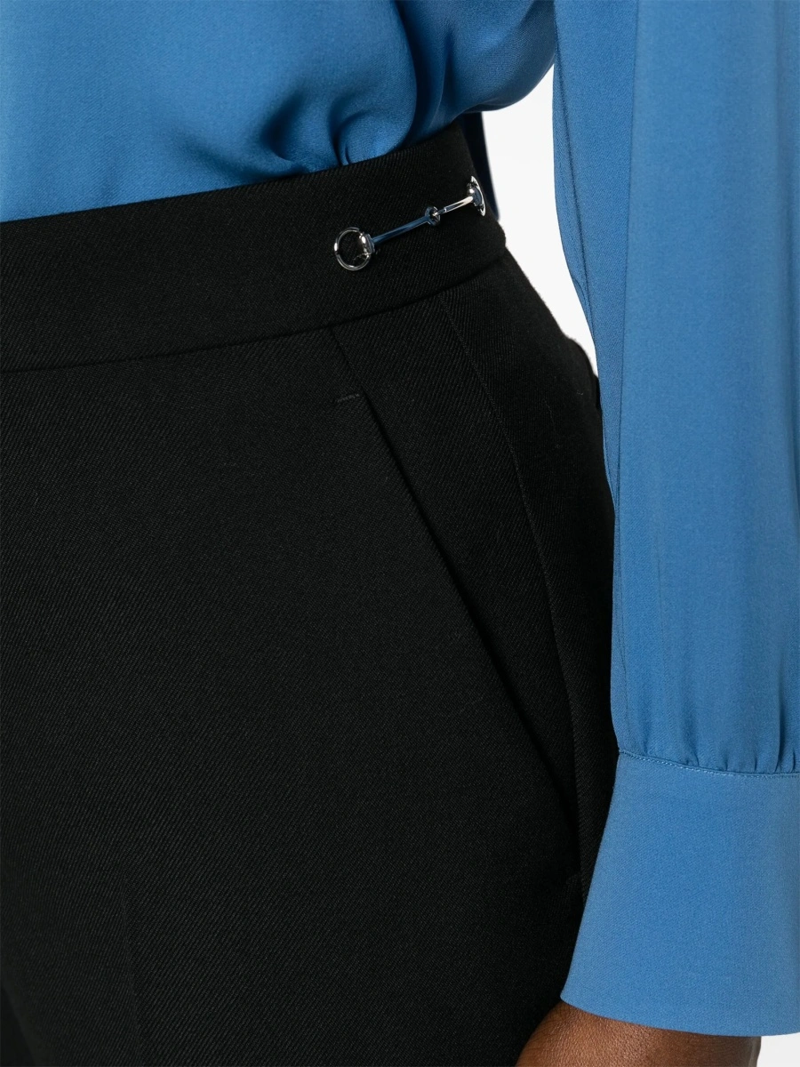 Pantaloni drepti Gucci Horsebit negri din lana - Img 5