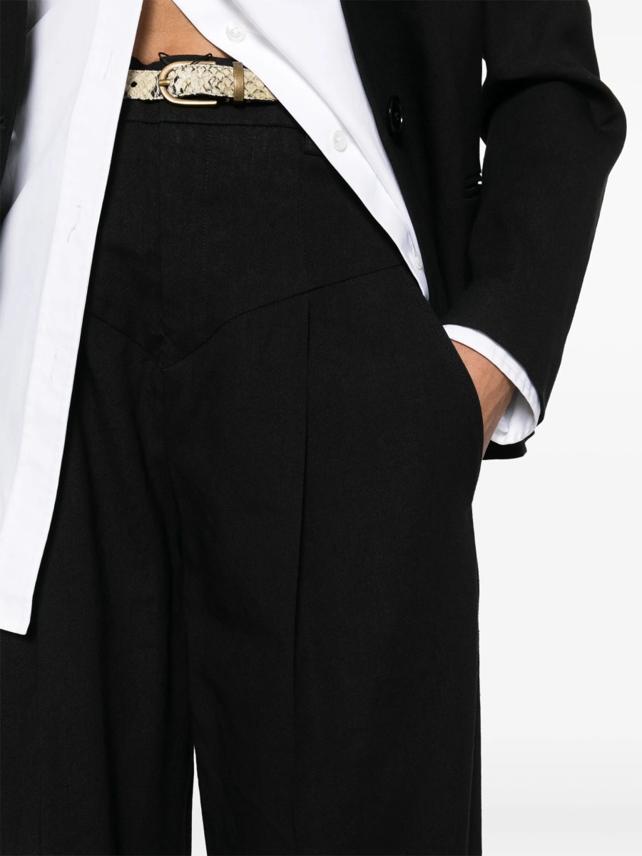 Pantaloni drepti Isabel Marant negri din elastan si canepa - Img 5