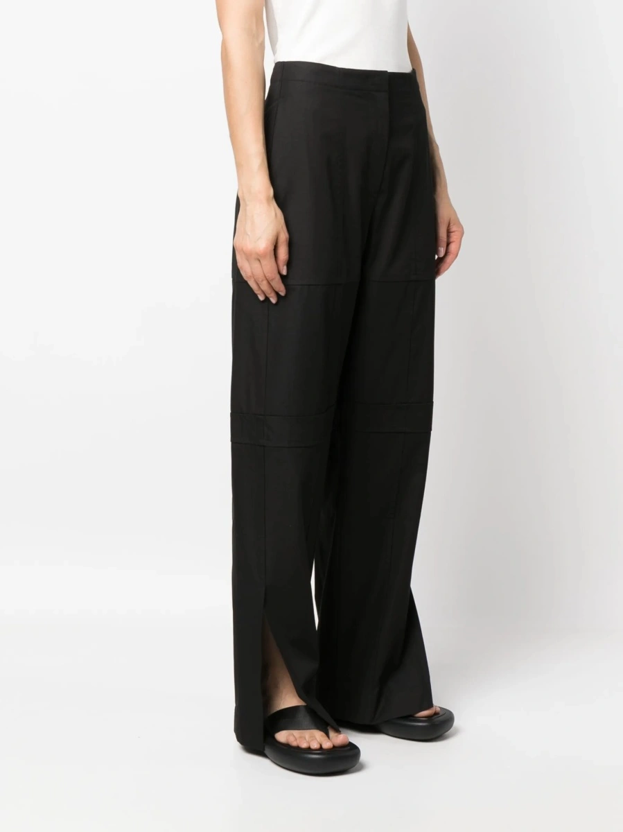 Pantaloni drepti Jil Sander negri din bumbac si polyester - Img 3