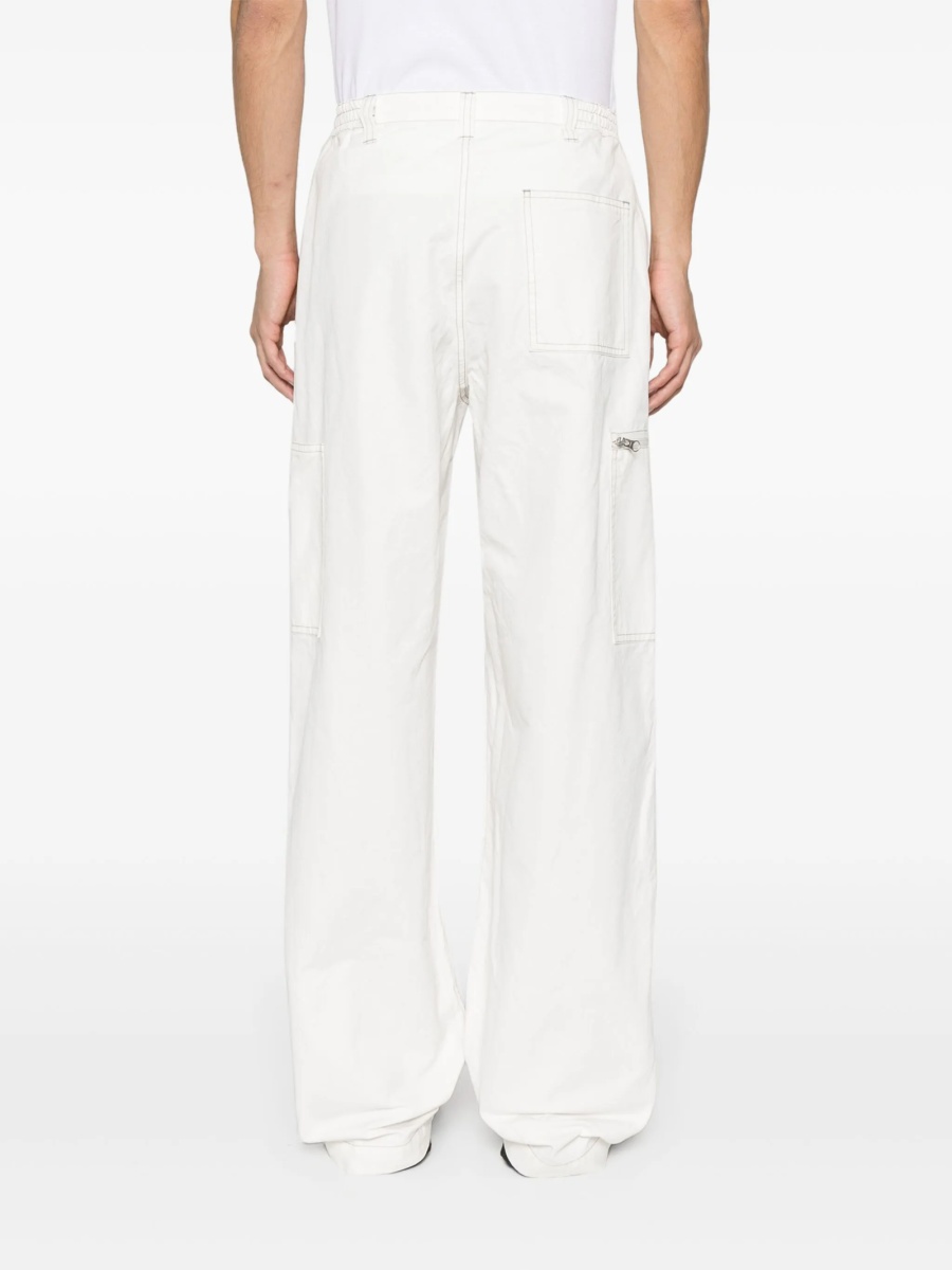 Pantaloni drepti MM6 Maison Margiela albi din bumbac - Img 5