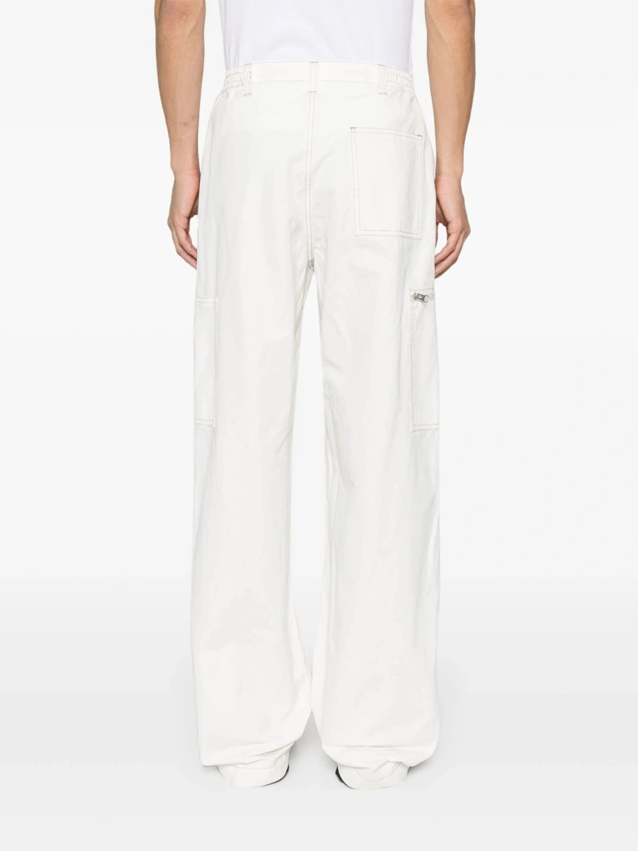 Pantaloni drepti MM6 Maison Margiela albi din bumbac - Img 5