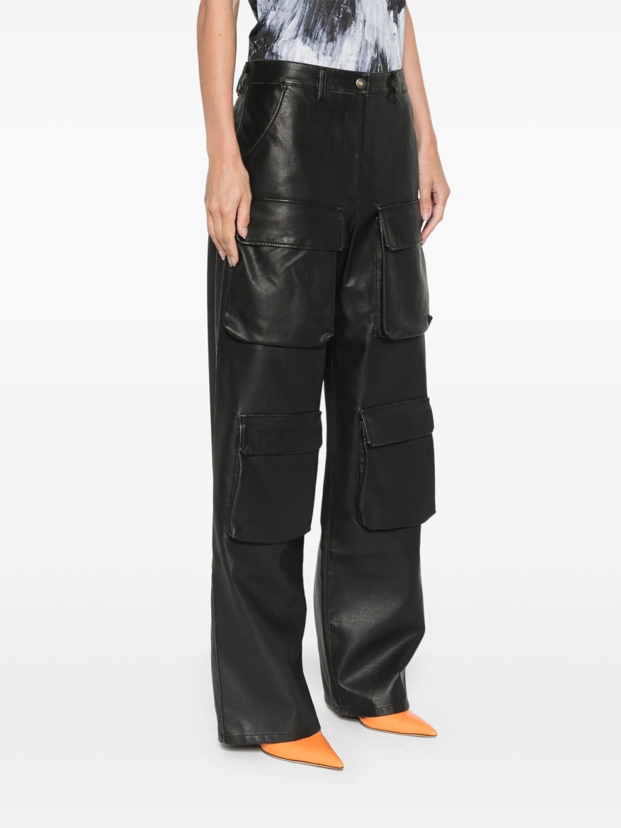Pantaloni drepti MSGM negri din vascoza si fibre - Img 3