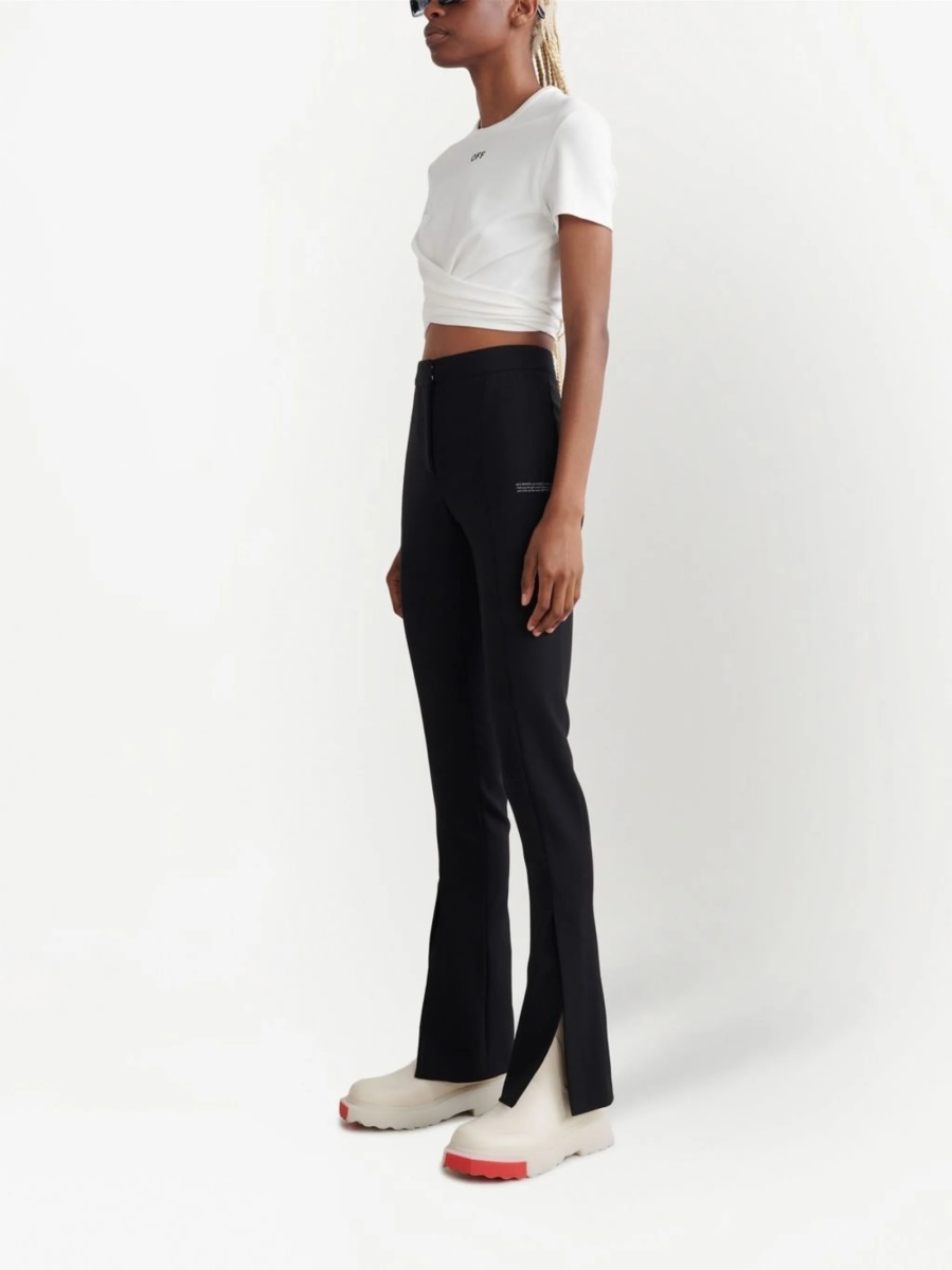 Pantaloni drepti Off-White negri din elastan si polyester - Img 3