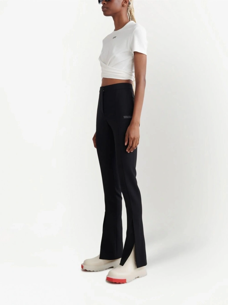 Pantaloni drepti Off-White negri din elastan si polyester - Img 3
