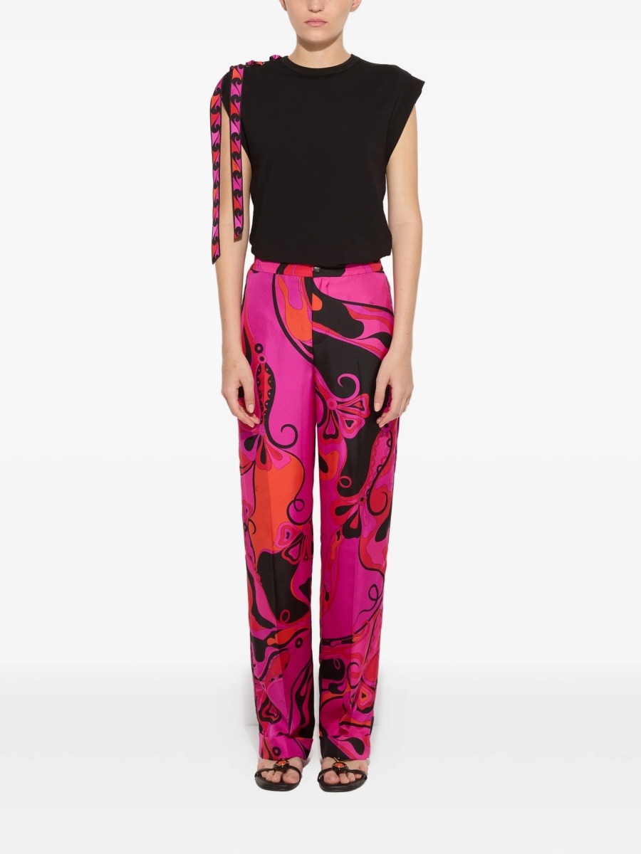Pantaloni drepti PUCCI roz din matase - Img 2