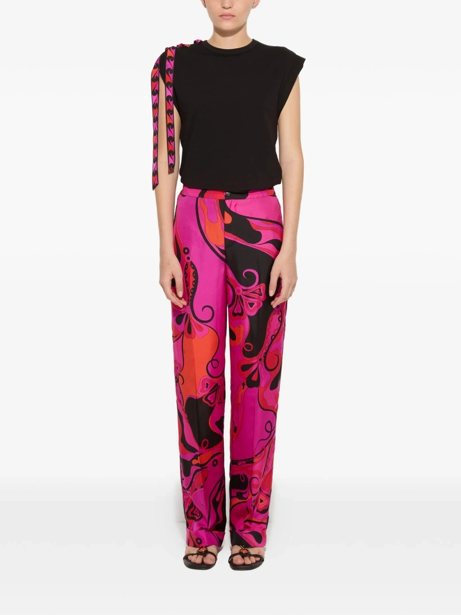 Pantaloni drepti PUCCI roz din matase - Img 2