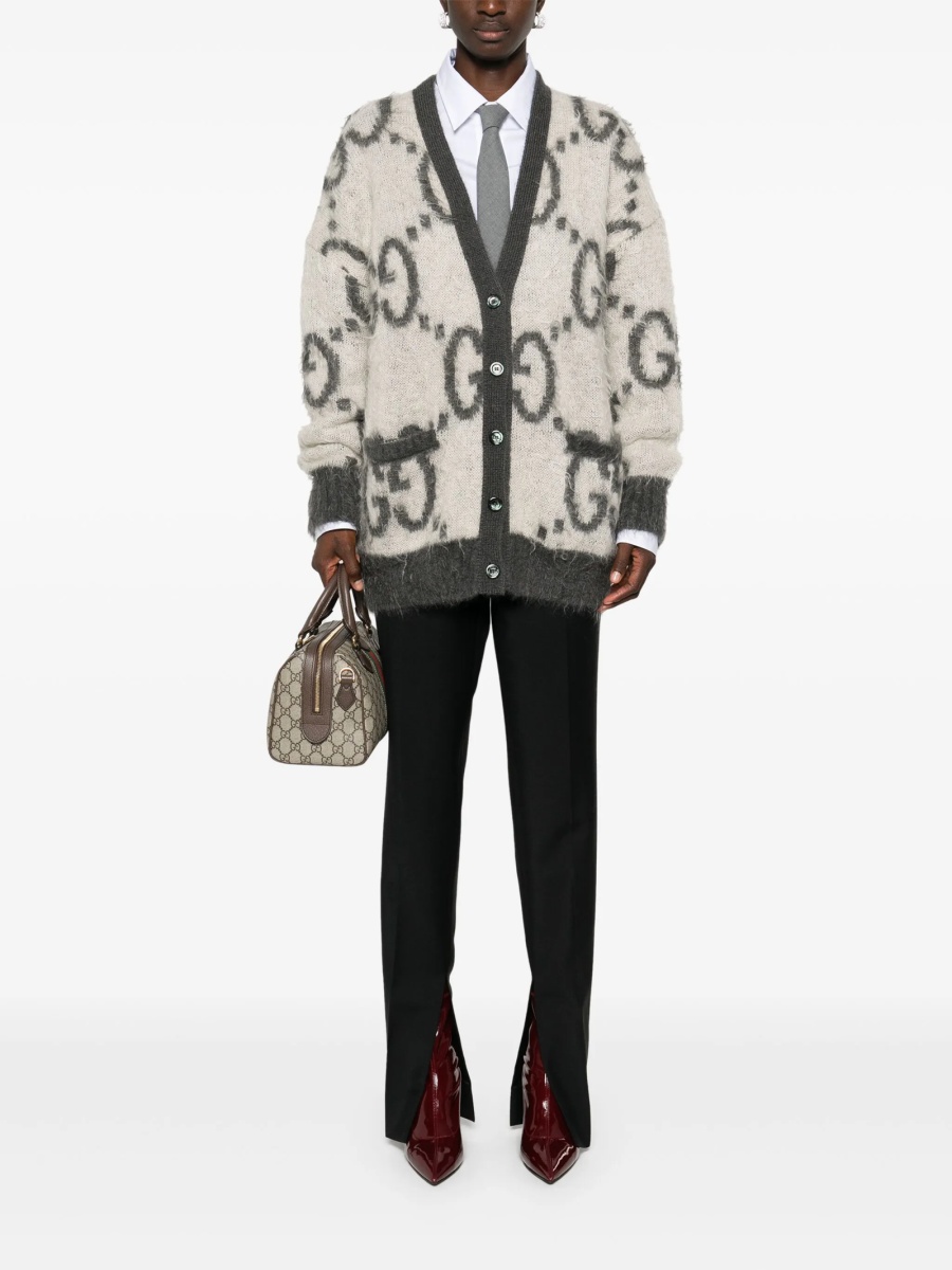 Pantaloni eleganti Gucci Horsebit negri din mohair si lana - Img 2