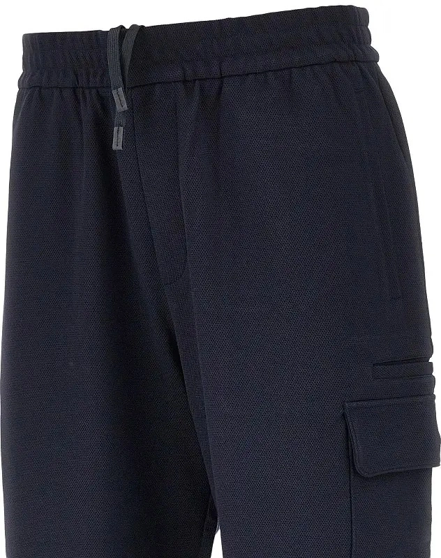 Pantaloni Emporio Armani albastri din jerse - Img 2