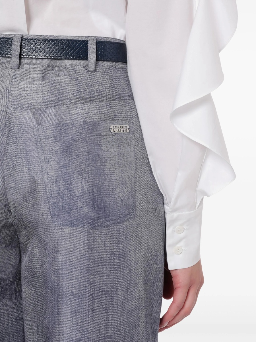 Pantaloni evazati Alberta Ferretti albastri - Img 4
