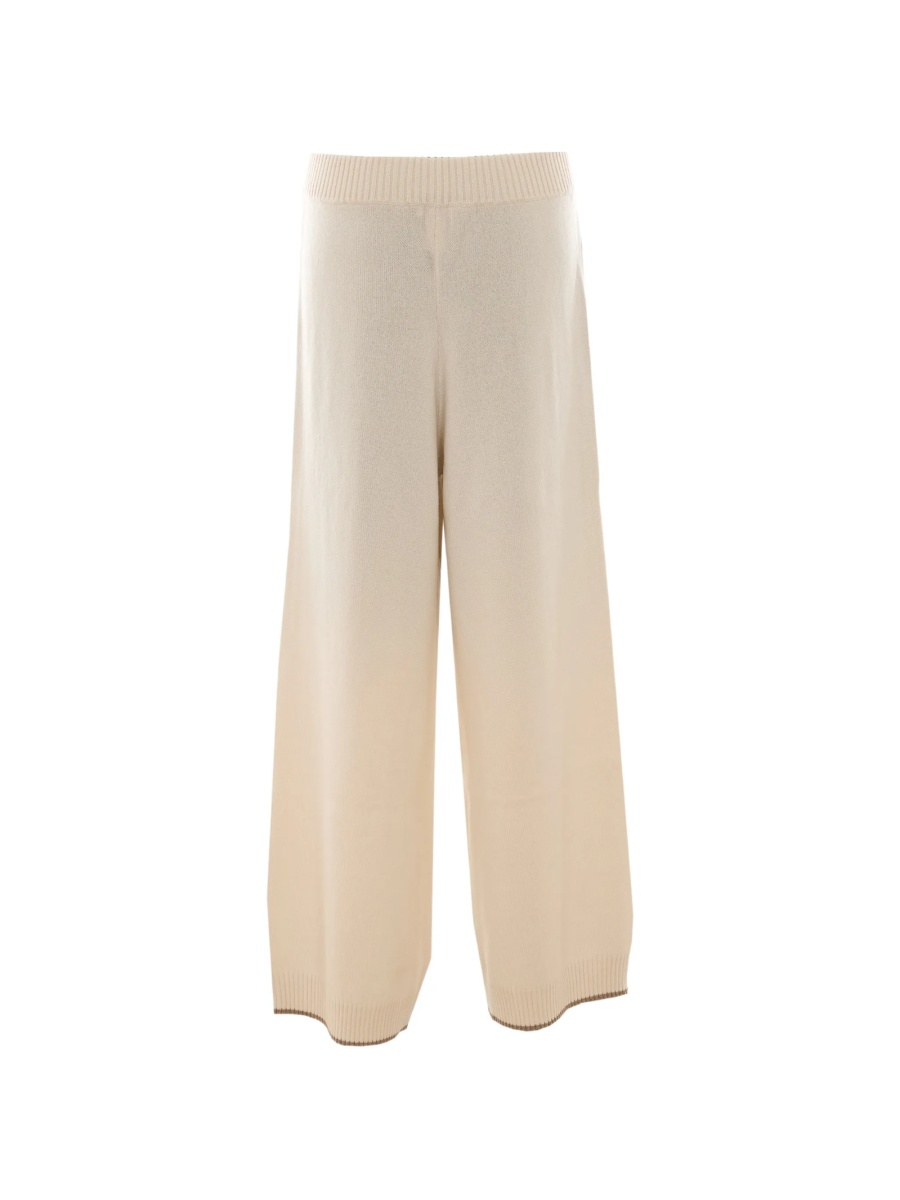 Pantaloni evazati Brunello Cucinelli neutri din casmir - Img 2