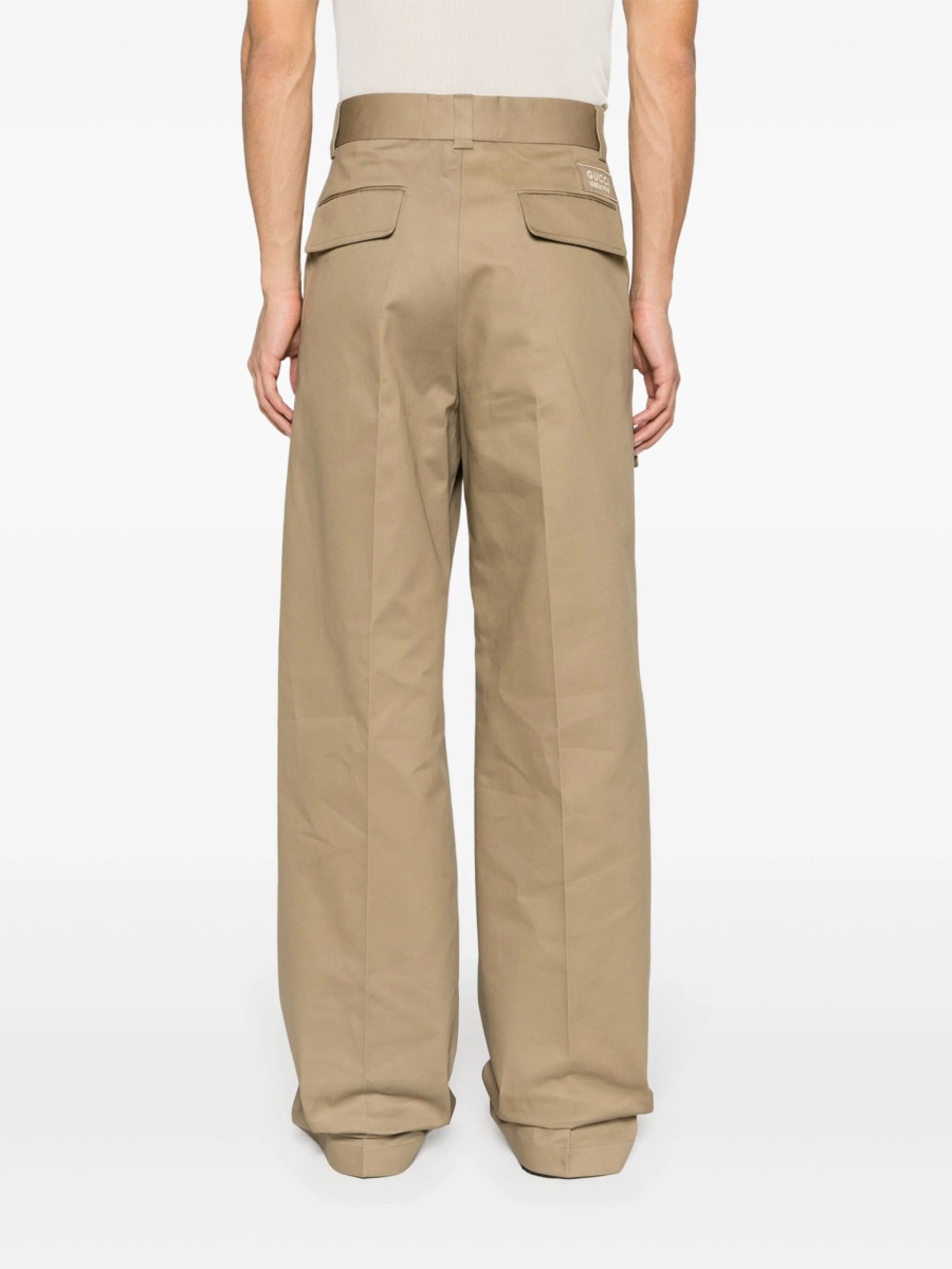 Pantaloni evazati Gucci neutri din bumbac - Img 4