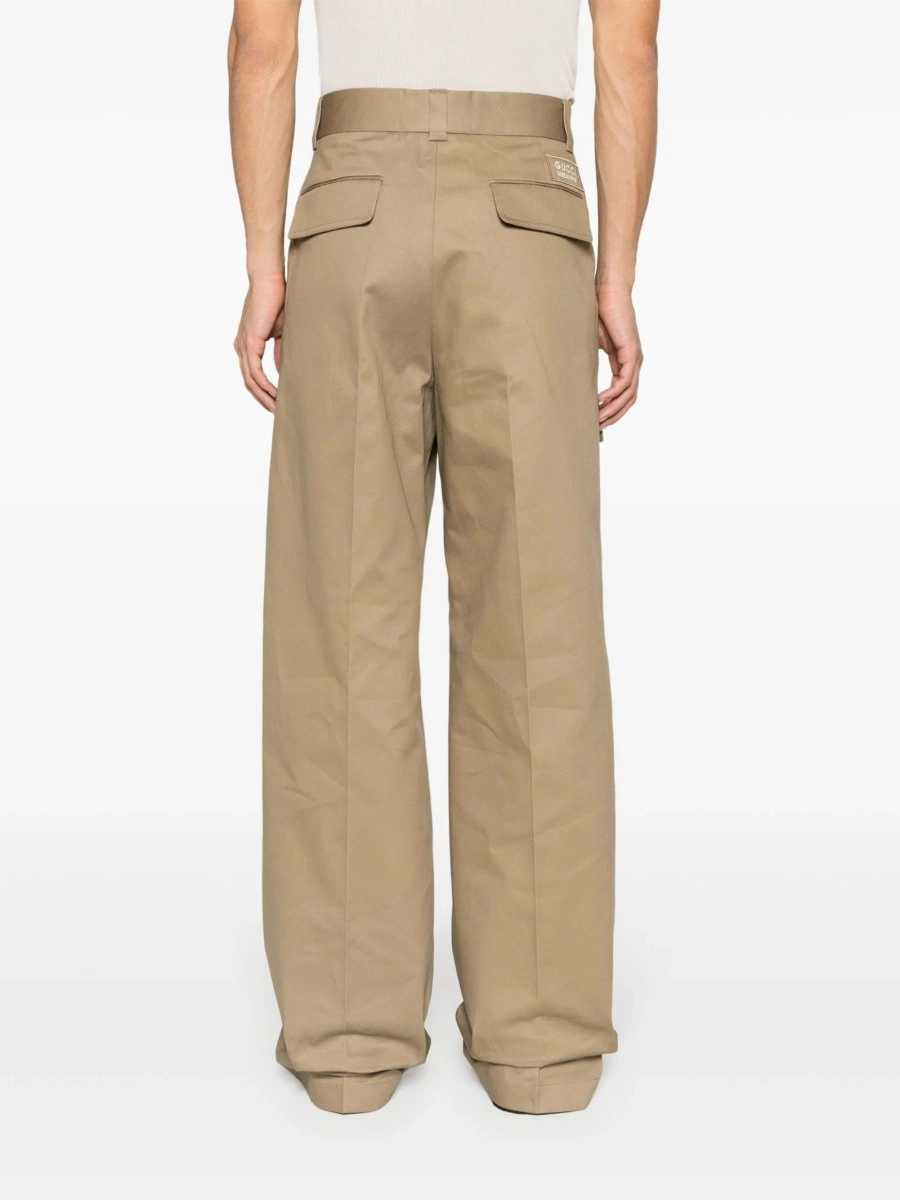 Pantaloni evazati Gucci neutri din bumbac - Img 4
