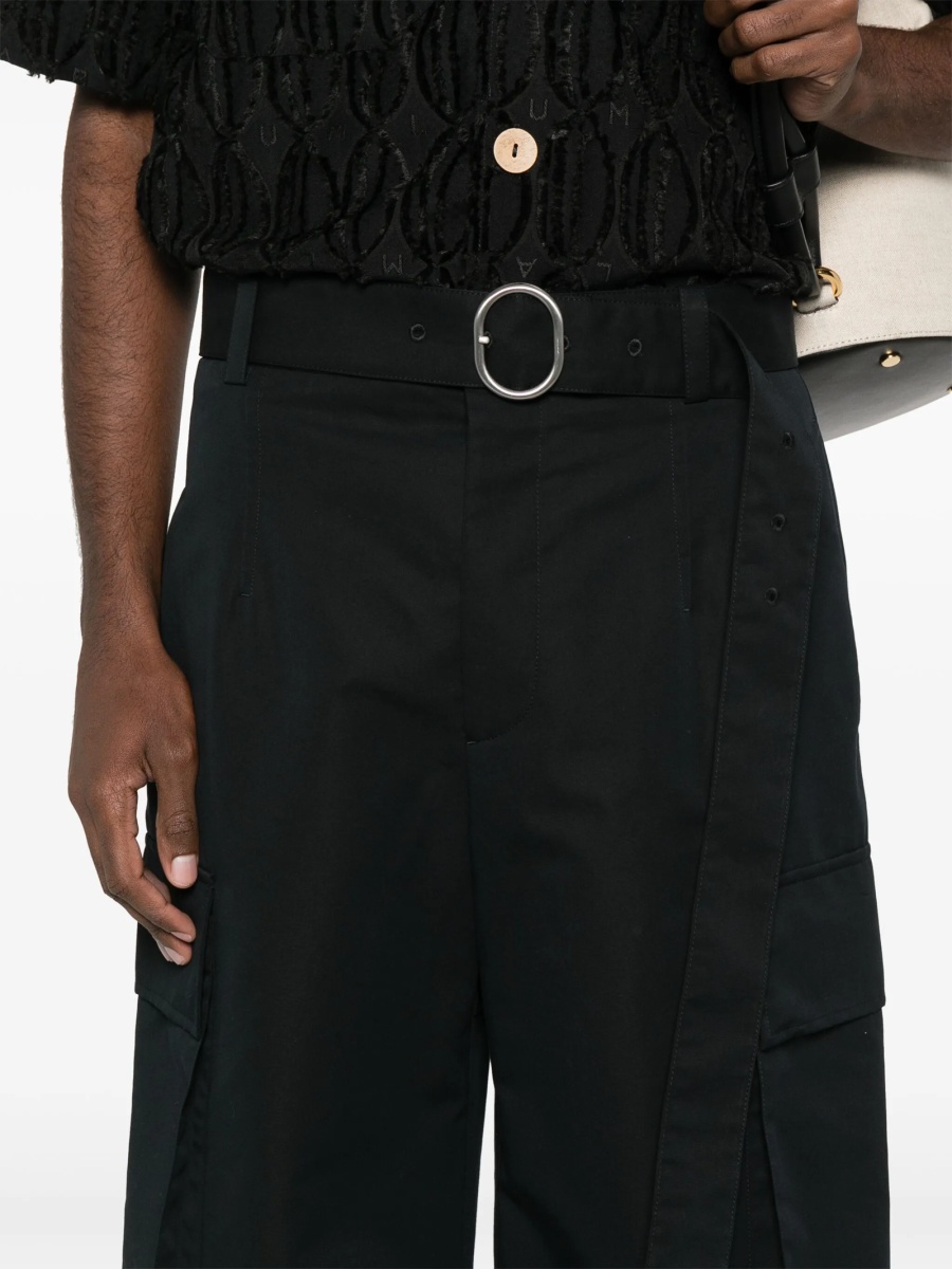 Pantaloni evazati Jil Sander negri din matase si bumbac - Img 5