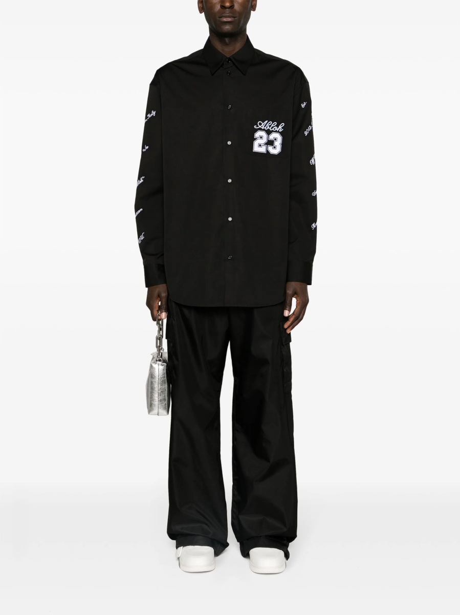 Pantaloni evazati Off-White negri din poliuretan si poliamida - Img 2