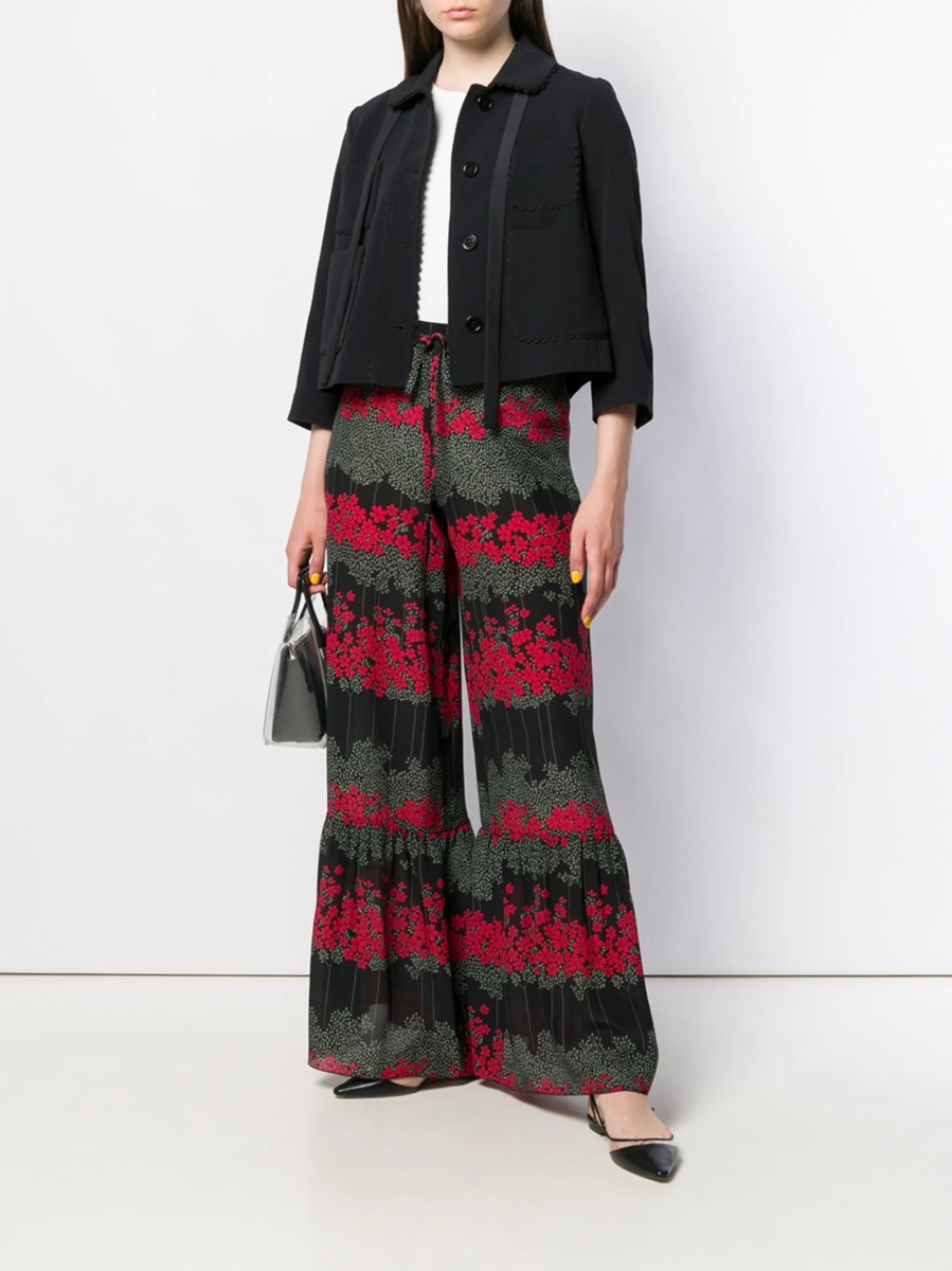 Pantaloni evazati RED VALENTINO negri din matase - Img 2