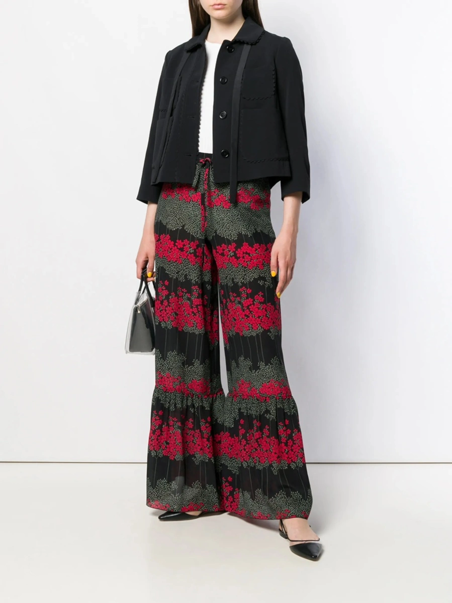 Pantaloni evazati RED VALENTINO negri din matase - Img 2