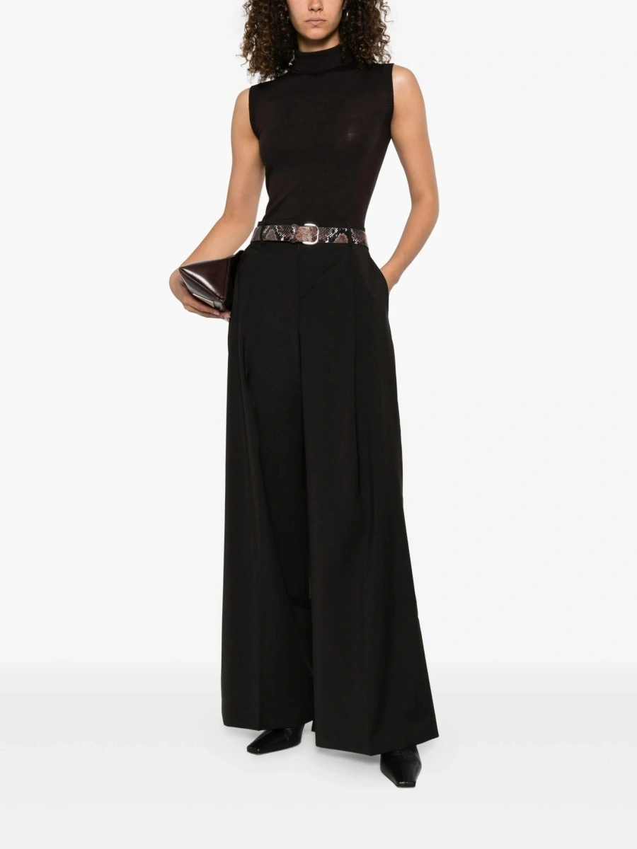 Pantaloni evazati SPORTMAX maro - Img 2