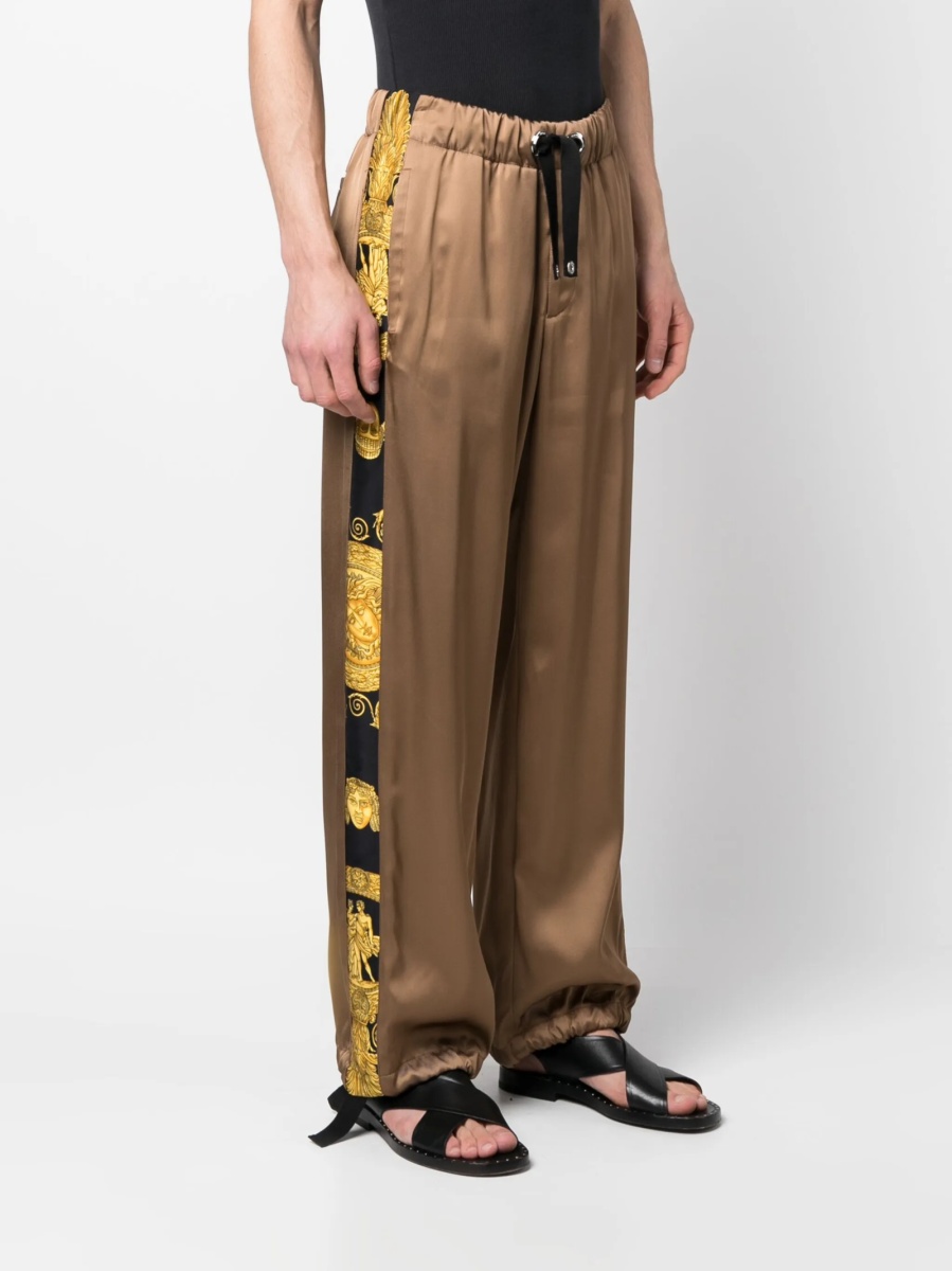 Pantaloni evazati Versace maro din vascoza - Img 3