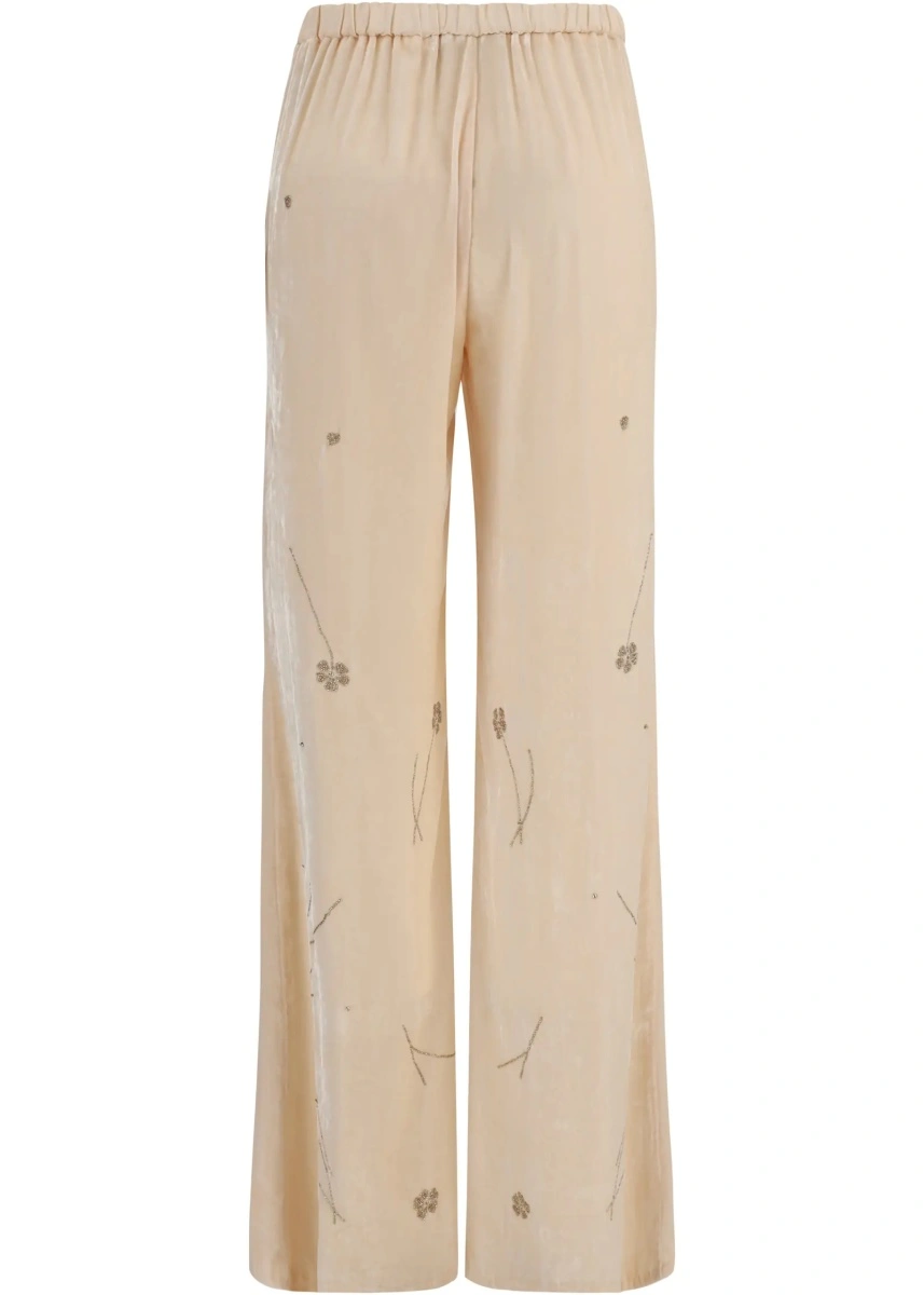 Pantaloni Fleurs d’Orient embroidered crushed velvet Pants - Img 2