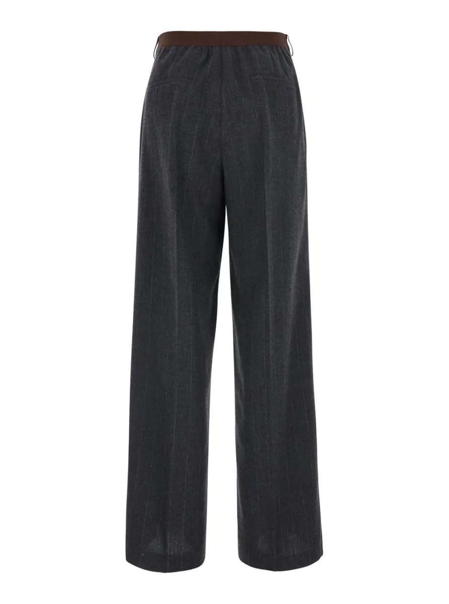 Pantaloni Gray Pants with Striped motif in Wool Blend for Women - Img 2