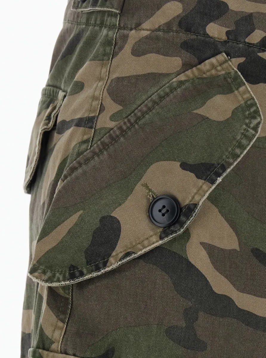 Pantaloni Green Cargo Pants with Camouflage Print in Fabric for Men - Img 3