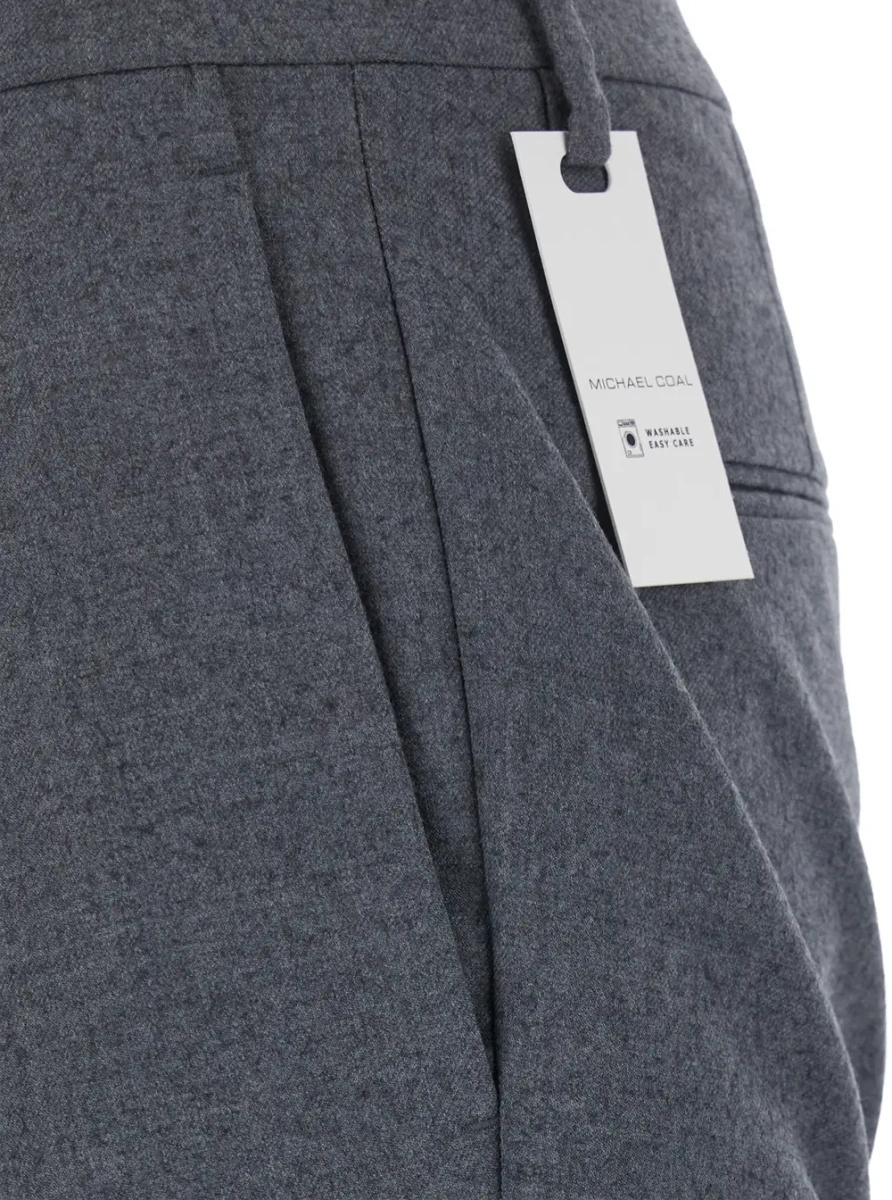 Pantaloni MICHAEL COAL gri din bumbac si material tehnic - Img 3