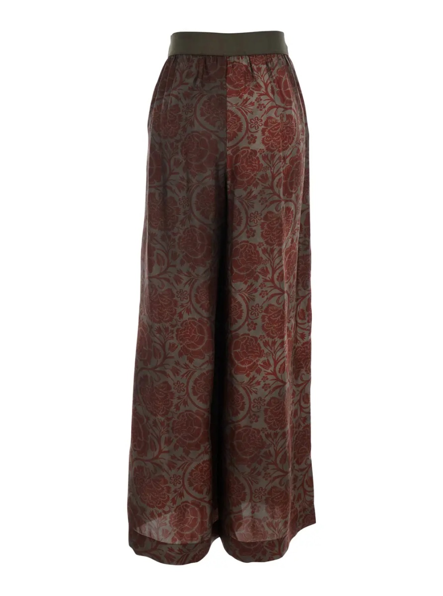 Pantaloni 'Pansy' Red Pants with Elastic Waist and All-Over Print in Cupro and Viscose Blend Women - Img 2