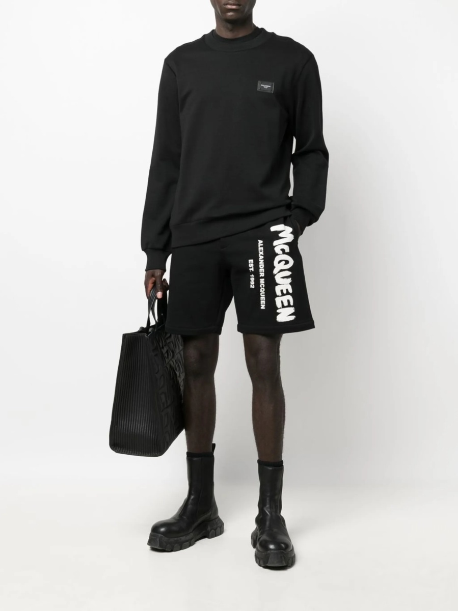 Pantaloni scurti Alexander McQueen negri din bumbac - Img 2