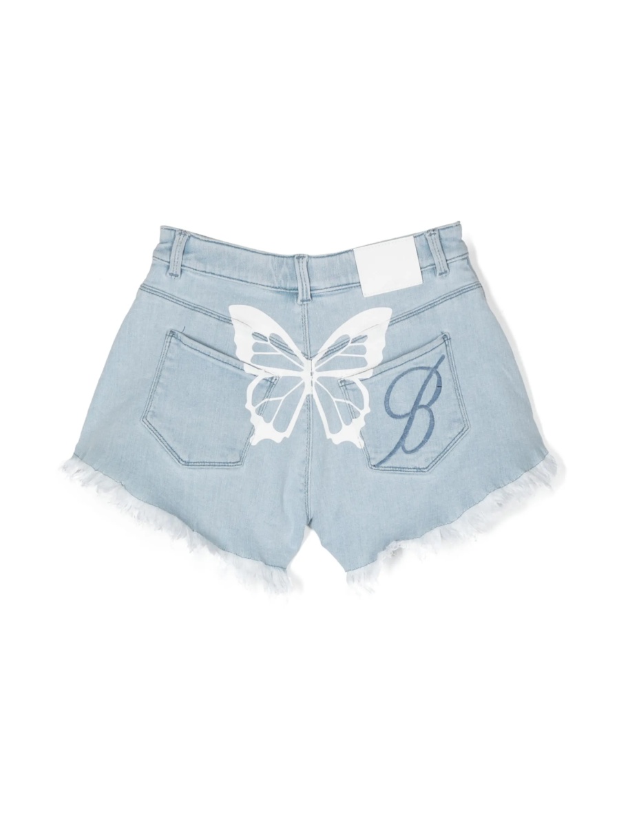 Pantaloni scurti Blumarine albastri din bumbac si spandex/elastan - Img 2