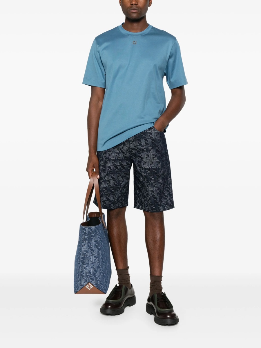 Pantaloni scurti Fendi albastri din bumbac - Img 2