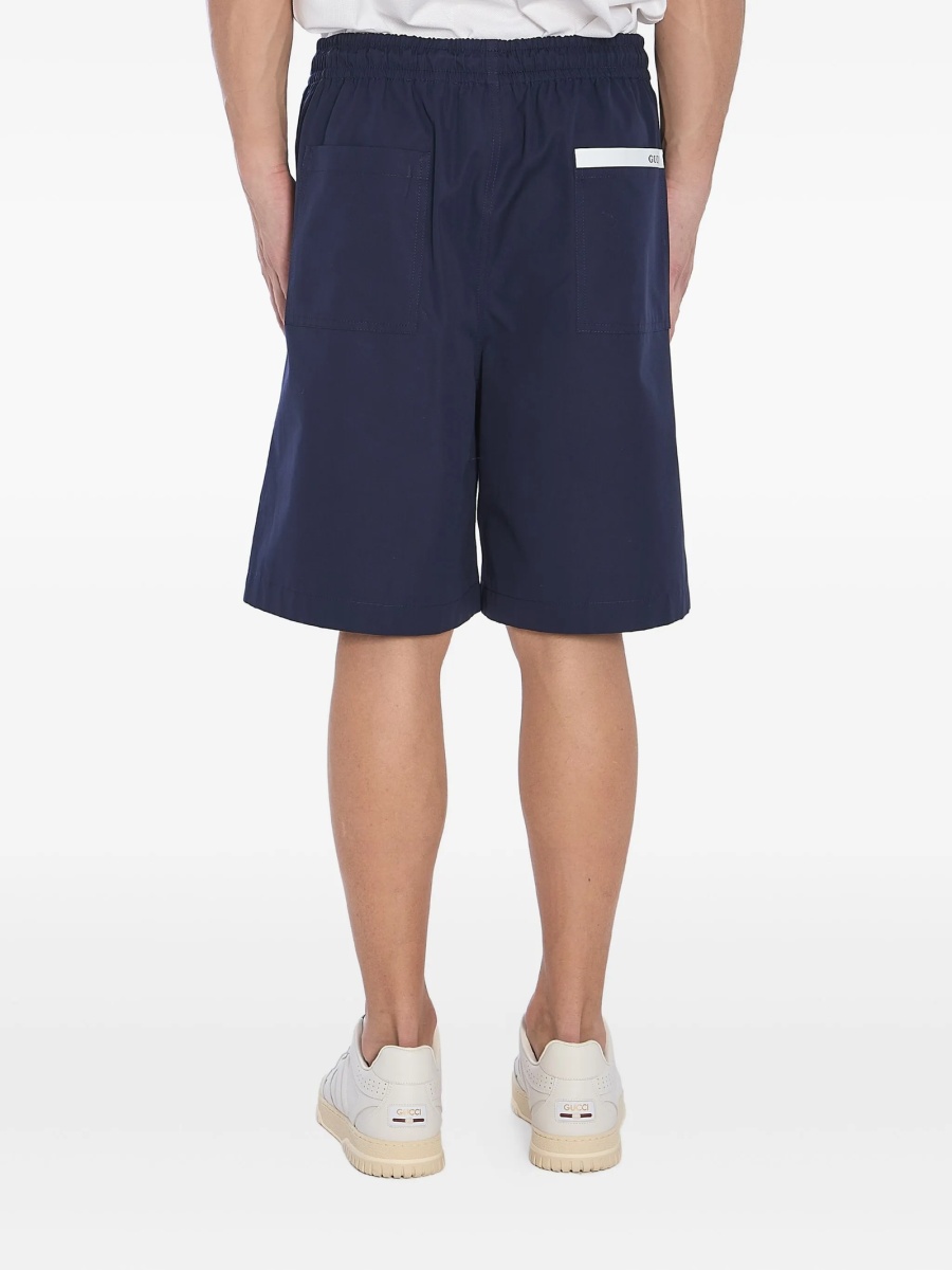 Pantaloni scurti Gucci albastri din poliuretan si bumbac - Img 4