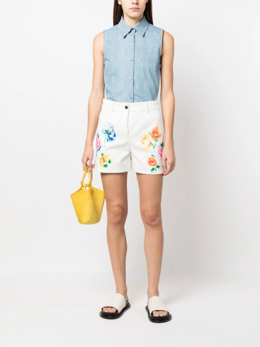 Pantaloni scurti LOVE Moschino albi din polyester si elastan - Img 2