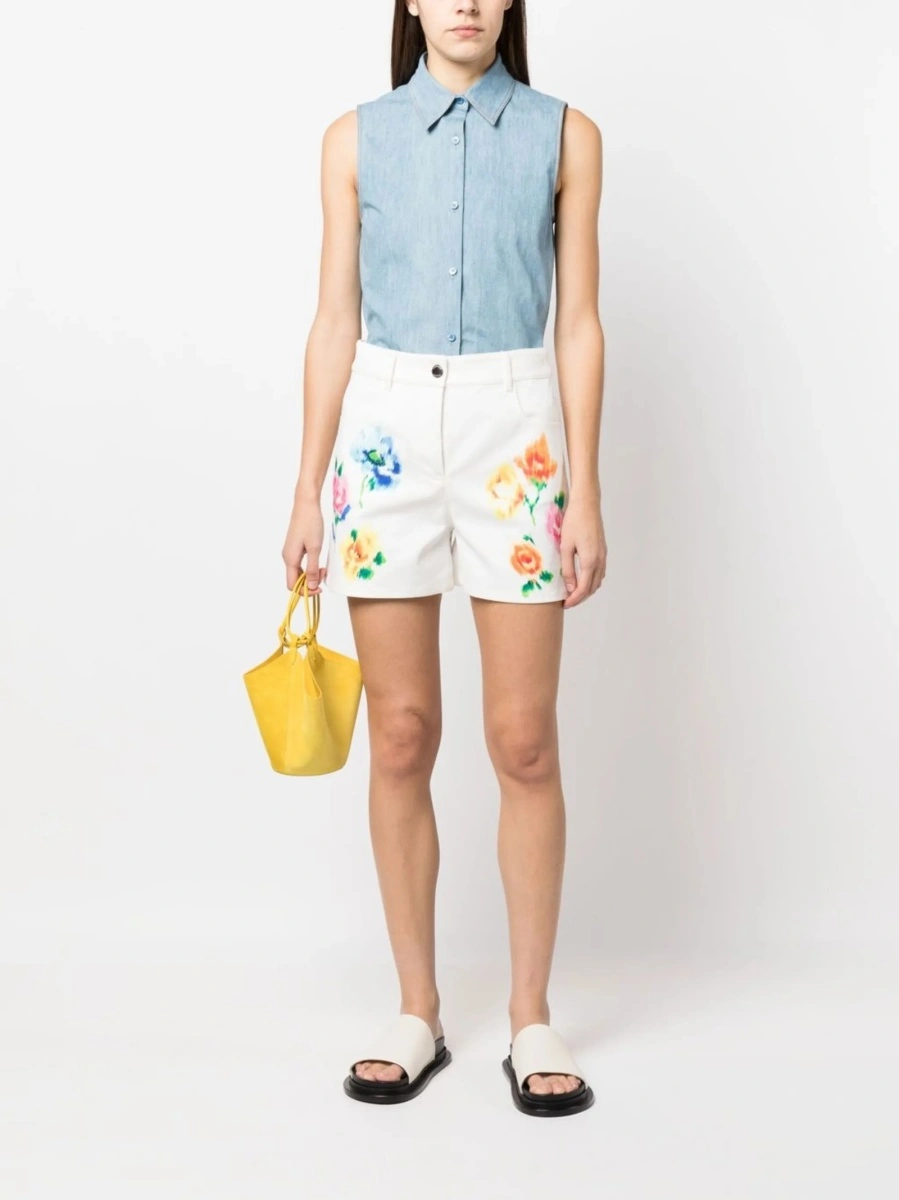 Pantaloni scurti LOVE Moschino albi din polyester si elastan - Img 2