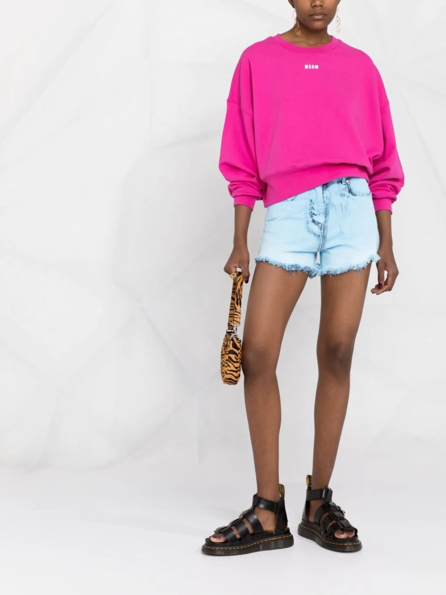 Pantaloni scurti MSGM albastri din bumbac - Img 2