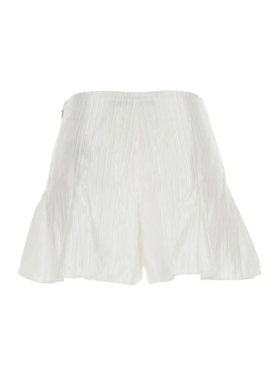 Pantaloni scurti ROTATE Birger Christensen albi din vascoza si bumbac - Img 2