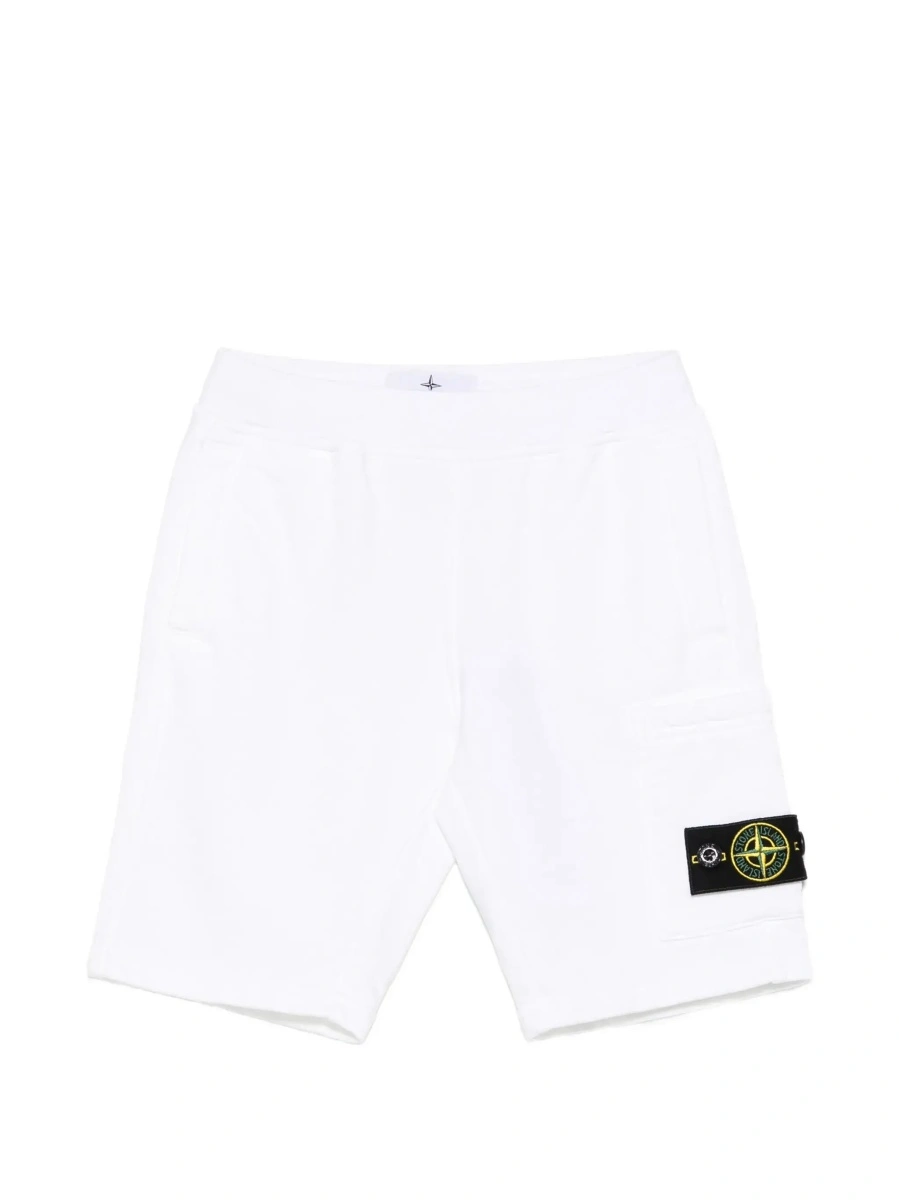Pantaloni scurti Stone Island albi din bumbac - Img 6
