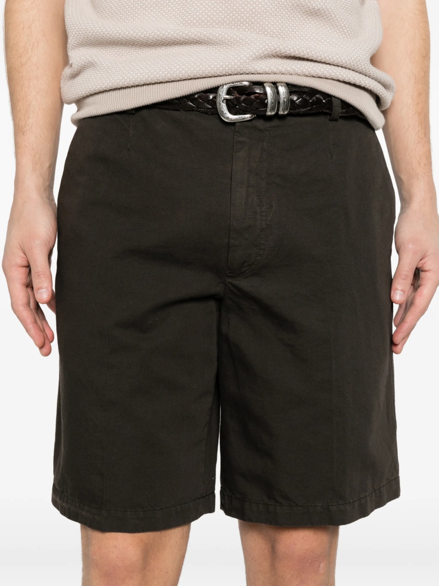 Pantaloni scurti ZEGNA maro din bumbac si in - Img 5