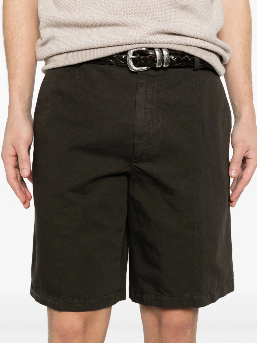 Pantaloni scurti ZEGNA maro din bumbac si in - Img 5