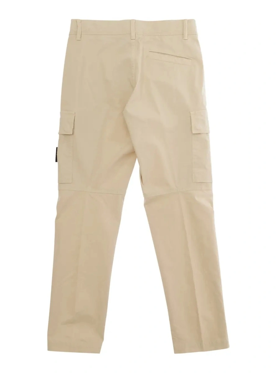 Pantaloni Stone Island bej din bumbac - Img 2