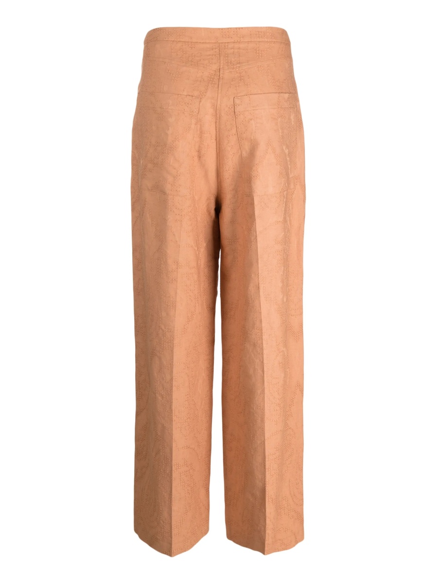 Pantaloni talie inalta ALYSI neutri din in si bumbac - Img 2