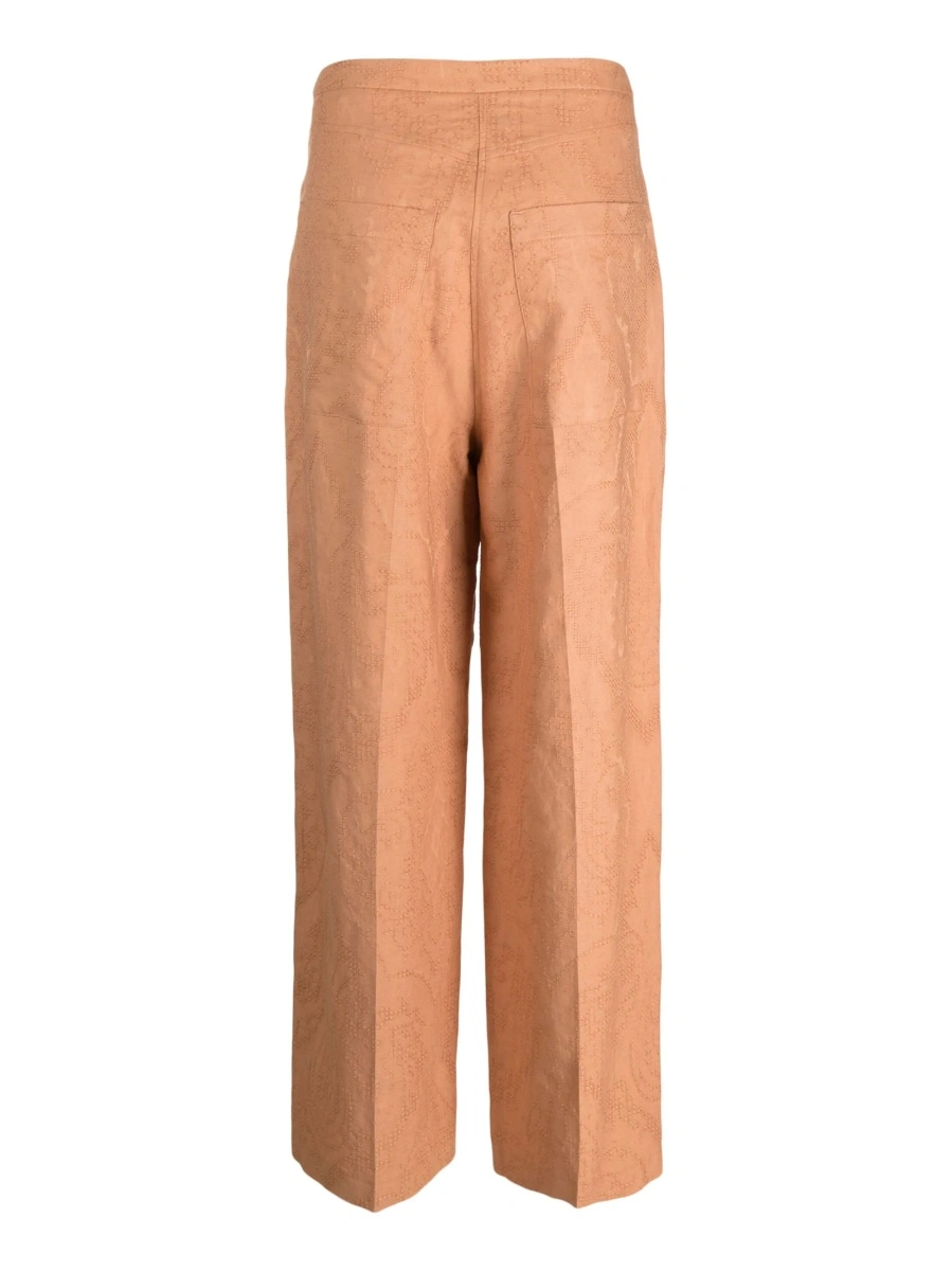 Pantaloni talie inalta ALYSI neutri din in si bumbac - Img 2