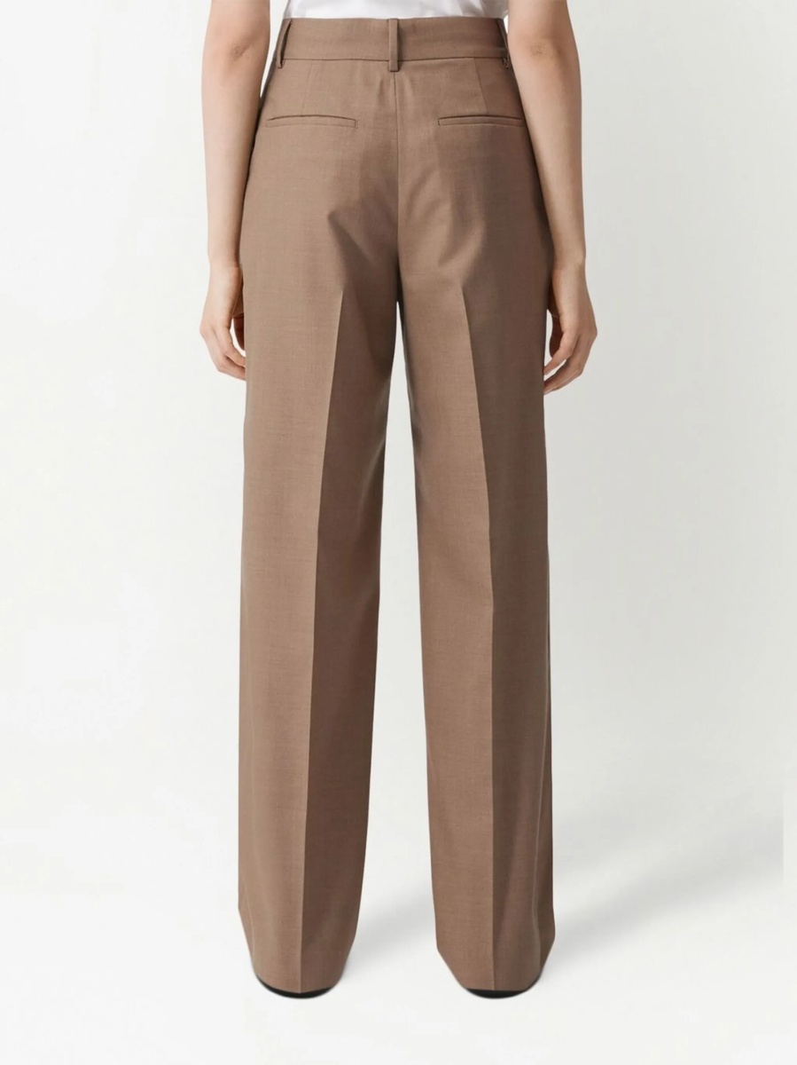 Pantaloni talie inalta Burberry neutri din lana - Img 4