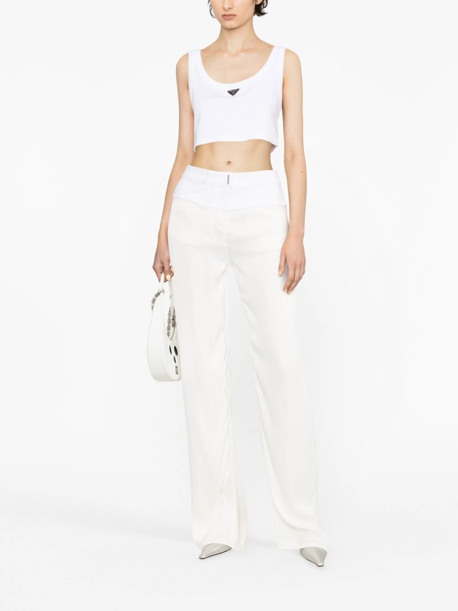 Pantaloni talie inalta Givenchy albi din vascoza si elastan - Img 2