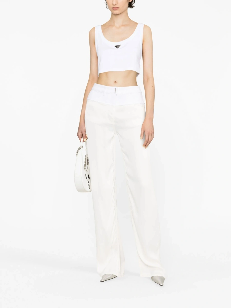 Pantaloni talie inalta Givenchy albi din vascoza si elastan - Img 2